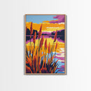 Sunset Reeds, Tranquil Nature Art, Canvas Print, Landscape Painting, Warm Color Wall Decor, Living Room Art, Serene Home Aesthetic