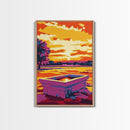 Sunset Water Trough, Western Art, Farmhouse Wall Decor, Rustic Landscape, Framed Canvas Print, Country Home Art, Living Room Art