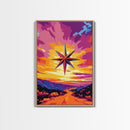 Celestial Star, Cosmic Art, Surreal Sunset Painting, Boho Wall Art, Framed Canvas Print, Astrology Art, Bedroom Decor