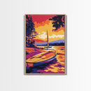 Sunset Forest, Pine Trees, Vibrant Landscape, Autumn Glow, Canvas Print, Cabin Wall Art, Rustic Home Decor, Nature Lover Gift