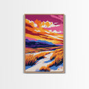 Dunes at Sunset, Coastal Landscape, Vibrant Beach Art, Nature Wall Decor, Canvas Print, Boho Wall Art, Bedroom Decoration, Ocean Scene