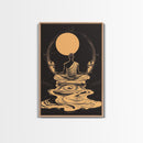 Meditation Art, Zen Moon, Spiritual Artwork, Mystical Wall Decor, Canvas Print, Minimalist Wall Art, Yoga Studio, Serene Black and Gold