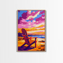 Adirondack Chair, Relaxing Beach Scene, Vacation Art, Vibrant Sunset, Canvas Print, Coastal Decor, Living Room Wall Art, Summer Vibes
