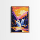 Waterfall Art, Scenic Nature Painting, Landscape Decor, National Park Print, Wilderness Scene, Framed Canvas Print, Living Room Art