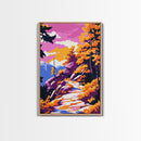 Autumn Trail Art, Fall Landscape Painting, Vibrant Seasonal Decor, Forest Path Print, Home Accent, Framed Canvas Print, Living Room Art