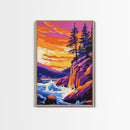 River Rapids Art, Nature Landscape Painting, Waterfall Print, Wilderness Wall Decor, Outdoor Adventure Art, Framed Canvas Print, Den Art