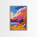 Autumn Lake, Nature Art, Fall Wall Decor, Mountain Reflection, Cozy Home Aesthetic, Rustic Style, Framed Canvas Print, Gift Idea