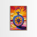Compass Art, Adventure Theme, Travel Wall Decor, Nautical Aesthetic, Wanderlust Print, Office Inspiration, Framed Canvas Print, Gift