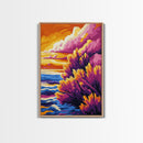 Sunset Beach Art, Ocean Wall Art, Colorful Landscape Painting, Coastal Canvas Print, Vibrant Sunset Decor, Large Wall Art, Boho Art