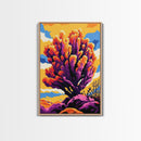 Desert Tree Painting, Vibrant Nature Wall Art, Colorful Cactus Art, Southwestern Canvas Print, Living Room Wall Art, Boho Home Decor