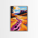 Mountain Trail Art, Vibrant Landscape Painting, Colorful Nature Print, Rustic Canvas Print, Living Room Wall Art, Boho Home Decor
