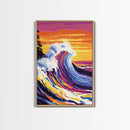 Big Wave Art, Colorful Ocean Painting, Surf Canvas Print, Coastal Beach Wall Decor, Modern Seascape Art, Nautical Home Wall Art