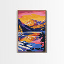 Mountain Lake Art, Colorful Nature Painting, Vibrant Landscape Canvas Print, Rustic Wall Art, Cabin Decor, Living Room Wall Art