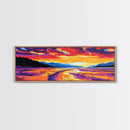 Sunset River Path, Landscape Wall Art, Vibrant Nature Print, Living Room Wall Art, Framed Canvas Print, Autumn Wall Decor, Colorful