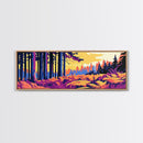 Enchanted Forest, Sunset Glow Painting, Vibrant Woodland Art, Nature Lover Gift, Framed Canvas Print, Living Room Wall Art, Cozy