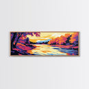 Autumn River, Golden Reflection, Vibrant Foliage, Fall Landscape, Framed Canvas Print, Living Room Wall Art, Cozy Home Decor, Seasonal Art