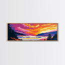 Sunset Clouds, Mountain Lake, Nature Painting, Canvas Print, Boho Wall Decor, Serene Landscape, Warm Color Palette, Fall Vibes