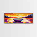 Boat Reflection, Peaceful Lake Art, Minimalist Wall Decor, Framed Canvas Print, Serene Nature Painting, Sunset Water Scene, Gift Idea