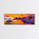 Sailing Boats, Waterfront Sunset, Coastal Landscape, Nautical Theme, Modern Home Decor, Canvas Print, Living Room Wall Art