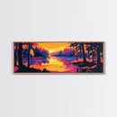 Sunset Reflection, Tranquil River, Forest Landscape, Cozy Nature Scene, Canvas Print, Modern Rustic Decor, Bedroom Wall Art