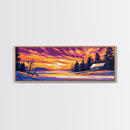 Cozy Cabin, Snowy Landscape, Christmas Wall Art, Winter Retreat, Warm Fireplace, Holiday Home, Lodge Aesthetic, Framed Canvas Print