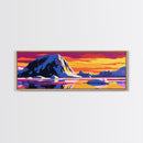 Icy Mountain, Sunset Over Ice, Vibrant Frozen Landscape, Cool Color Palette, Arctic Beauty, Bold Wall Art, Canvas Print