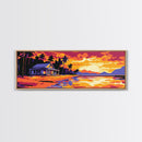Beach House, Tropical Sunset, Coastal Retreat, Canvas Print, Vacation Wall Art, Vibrant Colors, Relaxing Home Decor, Island Life