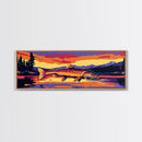 Sunset Trout, Fishing Wall Art, Cabin Decor, Nature Landscape, Framed Canvas Print, Colorful Fish Painting, Rustic Home, Lodge Art