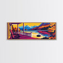 Porch View, Cabin Wall Art, Mountain Landscape, Rustic Home, Framed Canvas Print, Lakehouse Decor, Warm Sunset, Cozy Retreat