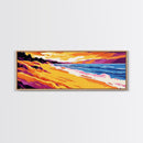 Coastal Sunset, Beach Wall Art, Ocean Waves, Seaside Decor, Framed Canvas Print, Summer Home, Vibrant Landscape, Boho Art