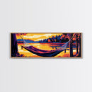 Hammock Escape, Relaxing Wall Art, Lakeside Decor, Cozy Home, Framed Canvas Print, Nature Lover, Rustic Retreat, Cabin Vibes