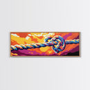 Nautical Rope, Boho Wall Art, Ocean Decor, Rustic Home, Framed Canvas Print, Vibrant Colors, Coastal Aesthetic, Seaside Retreat