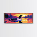 Loon on Lake, Nature Wildlife Art, Tranquil Water Scene, Rustic Home Decor, Framed Canvas Print, Cabin Wall Art, Peaceful Living Room Art