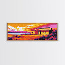 Desert House, Sunset Landscape, Vibrant Wall Art, Canvas Print, Western Home Decor, Colorful Southwest, Living Room Art, Bold Painting