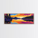 Forest Lake, Evening Reflections, Canvas Print, Tranquil Water Scene, Nature Wall Art, Rustic Cabin Decor, Vibrant Sunset Painting