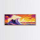 Sunset Ocean, Coastal Wave, Vibrant Seascape, Beach House Decor, Canvas Print, Nautical Wall Art, Surfing Home Decor, Summer Vibes
