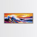 Ocean Waves, Sunset Beach, Vibrant Coastal, Modern Art, Canvas Print, Living Room Wall Art, Beach House Decor, Large Wall Art