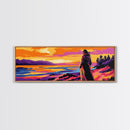 Woman By Lake, Serene Landscape, Sunset Painting, Nature Art, Canvas Print, Cozy Bedroom Art, Modern Wall Decor, Boho Living Space