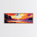 Canyon Sunset, River View, Dramatic Landscape, Framed Canvas Print, Bold Colors, Scenic Wall Art, Living Room Decor, Rustic Home