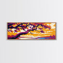 Majestic Oak, Sunset Landscape, Scenic View, Framed Canvas Print, Warm Tones, Living Room Art, Rustic Home Decor, Boho Vibes