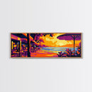 Beach Café, Ocean Sunset, Tropical Decor, Coastal Home Art, Canvas Print, Relaxing Living Room Wall Art, Travel Inspired Painting