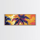 Tropical Palm Trees, Sunset Sky, Boho Wall Art, Framed Canvas Print, Beach House Decor, Vibrant Landscape, Coastal Artwork, Bedroom Art