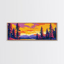Autumn Pines, Sunset Landscape, Framed Canvas Print, Cozy Cabin Wall Art, Vibrant Nature Scene, Fall Decor, Living Room Artwork