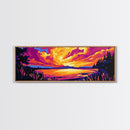 Lake Sunset, Vibrant Reflection, Framed Canvas Print, Cabin Wall Art, Fall Landscape, Cozy Home Decor, Boho Artwork, Large Wall Art