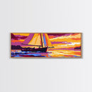 Sailboat Sunset, Nautical Scene, Framed Canvas Print, Coastal Wall Art, Ocean Decor, Vibrant Seascape, Beach House Artwork, Gift Idea
