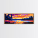 Lake Reflection, Colorful Trees, Sunset Water Scene, Nature Art, Canvas Print, Cabin Decor, Living Room Wall Art, Autumn Inspired Art