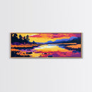Sunset River, Autumn Landscape, Colorful Nature, Framed Canvas Print, Living Room Wall Art, Rustic Decor, Cabin Wall Hanging, Vibrant Art