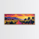 Vineyard Sunset, Rolling Hills, Wine Country, Framed Canvas Print, Farmhouse Art, Dining Room Wall Art, Living Room Decor, Vibrant Colors