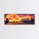 Farmhouse Landscape, Country Living, Rural Sunset, Framed Canvas Print, Rustic Wall Art, Home Office Decor, Cozy Fall Aesthetic, Warm Colors