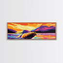 Whale Breach, Ocean Sunset, Marine Life, Vibrant Water, Framed Canvas Print, Nautical Decor, Beach House Wall Art, Coastal Art, Gift Idea